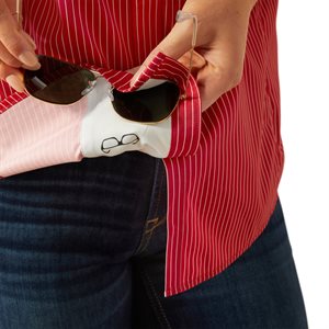 Chemise Ariat à manches longues et rayures rouges pour femme
