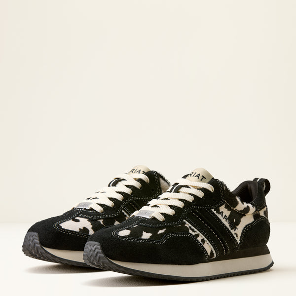 Women Ranch Runner Ariat shoes black & white cow hair-on