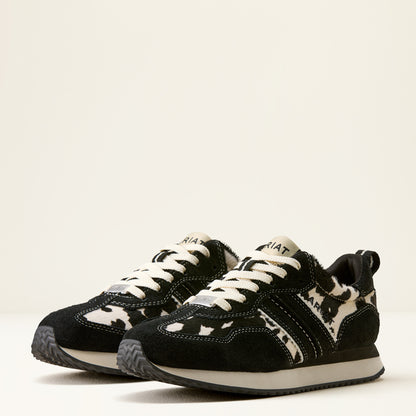 Women Ranch Runner Ariat shoes black & white cow hair-on