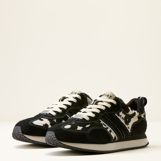 Women Ranch Runner Ariat shoes black & white cow hair-on