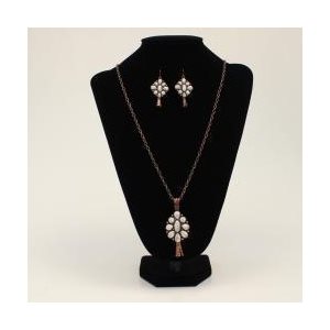 Copper Bead Necklace and Earring Set