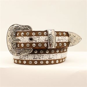 Girls Brown/White Stud Belt