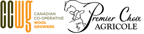 Logo of Canadian Co-operative Wool Growers and Premier Choix Agricole with a stylized sheep illustration.