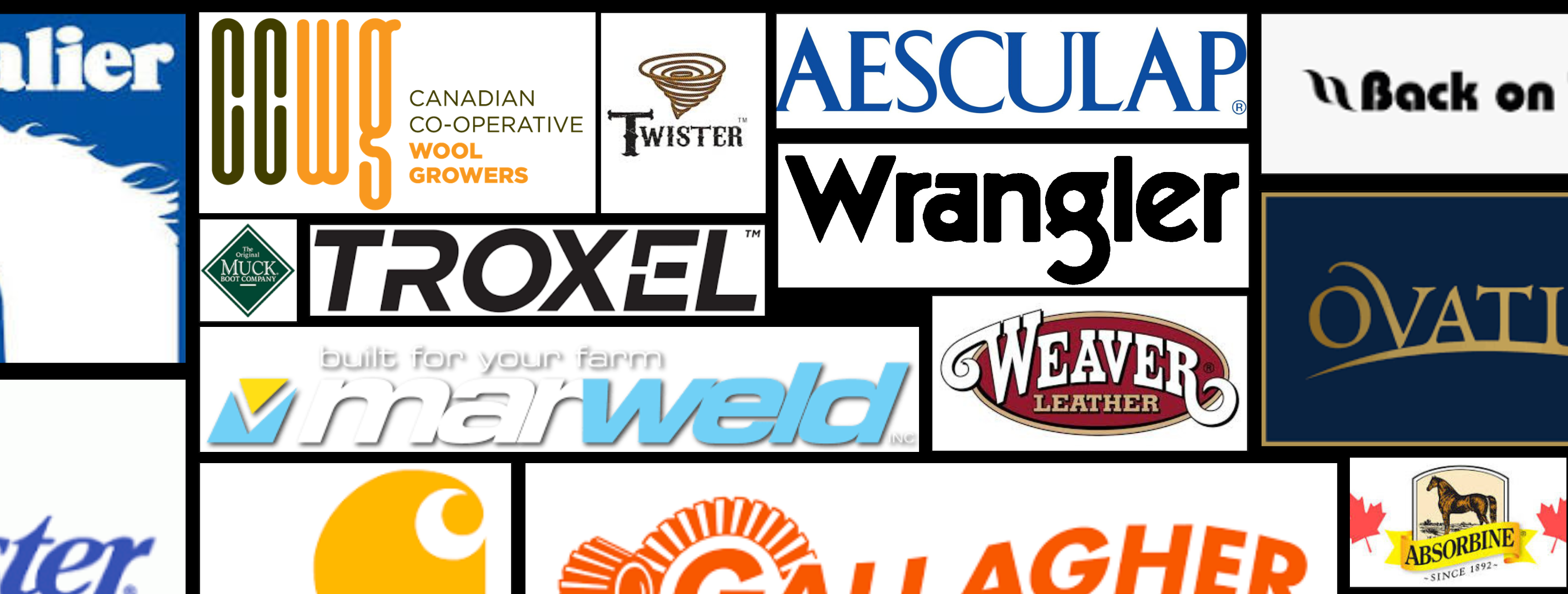 Collection of various brand logos arranged in a grid.
