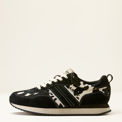 Women Ranch Runner Ariat shoes black & white cow hair-on