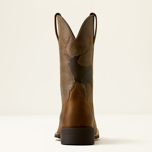 Men sport trail cam wide square toe boots brown