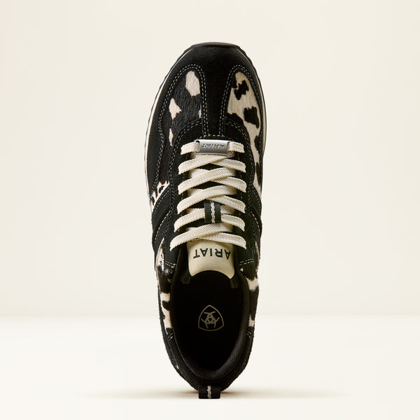Women Ranch Runner Ariat shoes black & white cow hair-on