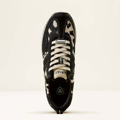 Women Ranch Runner Ariat shoes black & white cow hair-on