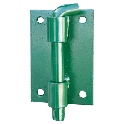 Metal latch with green base on a transparent background